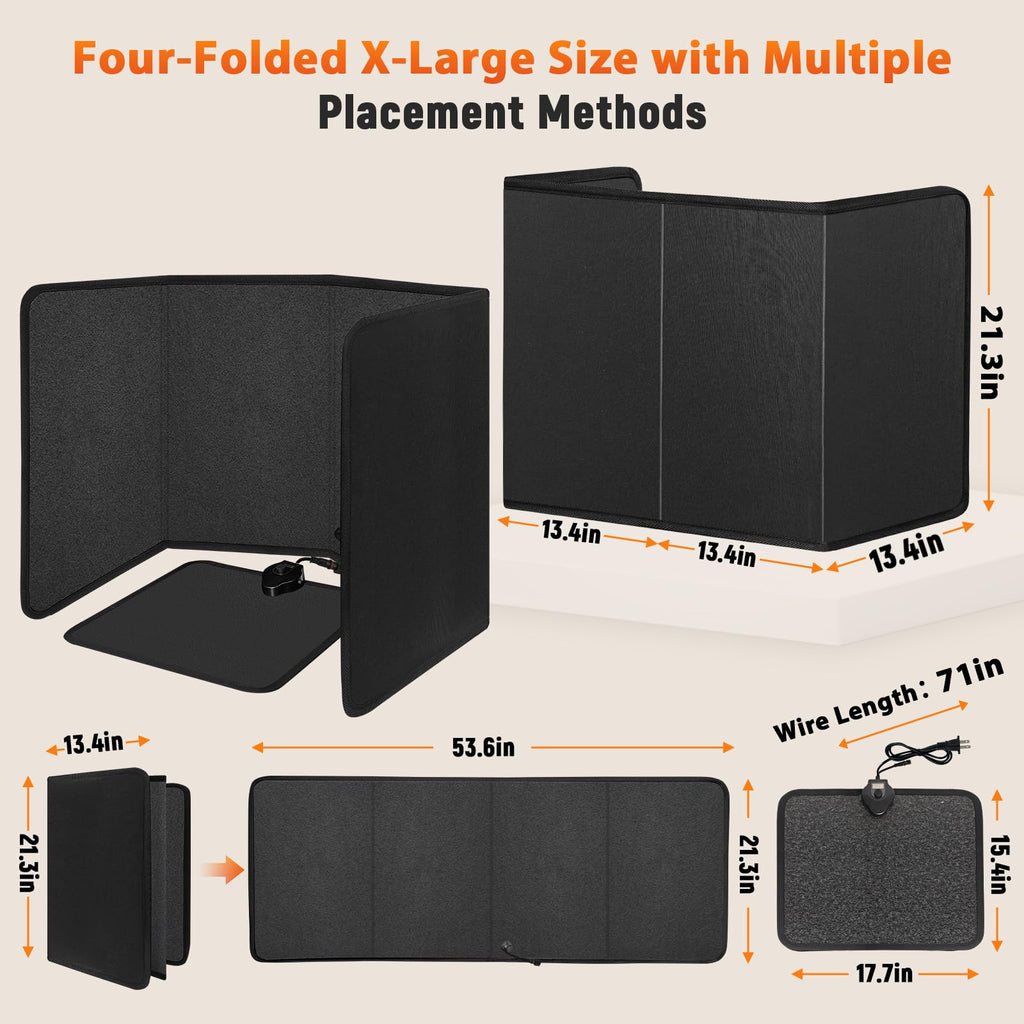 Under Desk Heater with Heated Floor Mat - Personal Portable Space Heaters Indoor - Foot Warmer with 12H Timer & 8 Heat Levels - Foot Control, for Home Bedroom Office