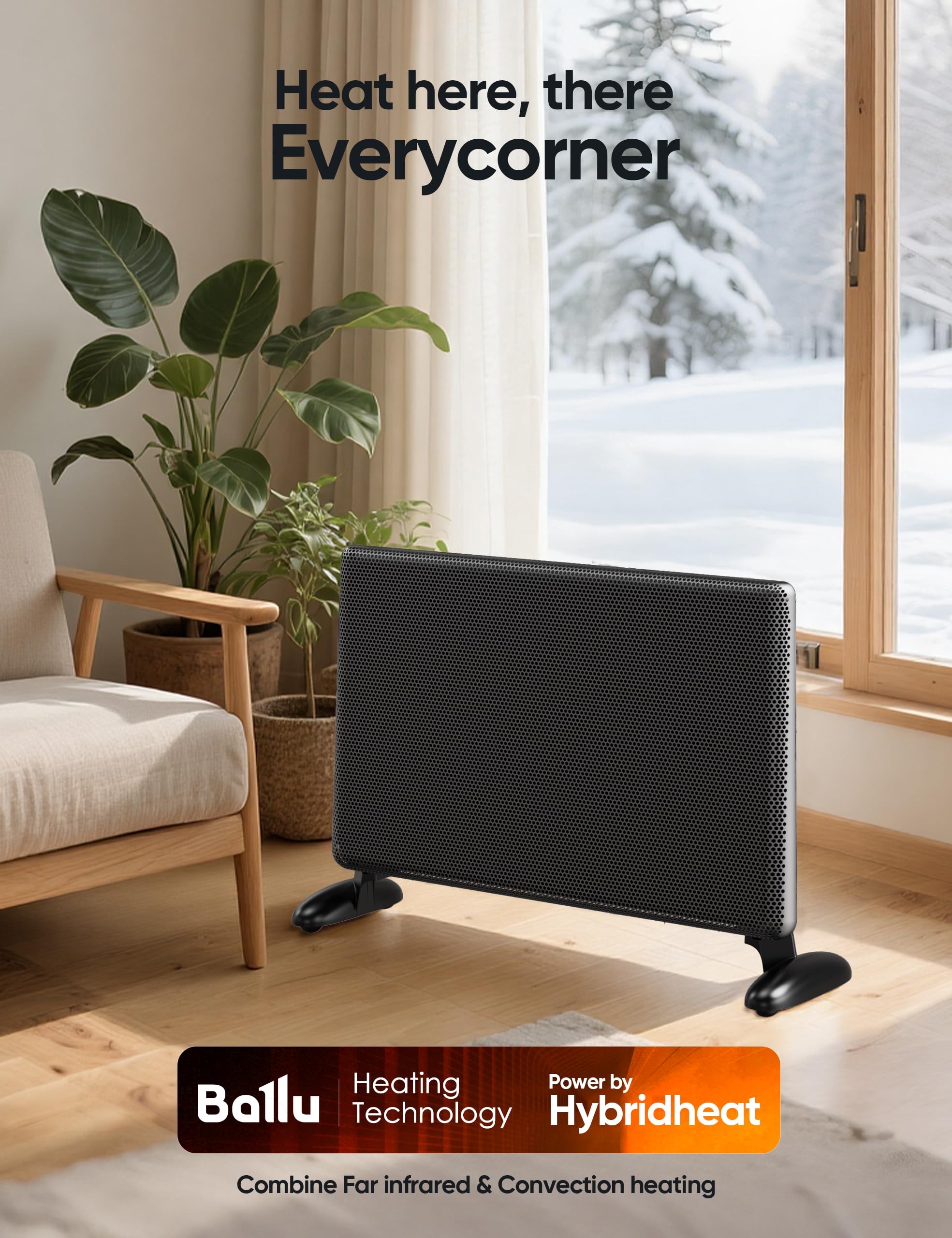 Ballu Mica Infrared Panel Space Heater for Large Room