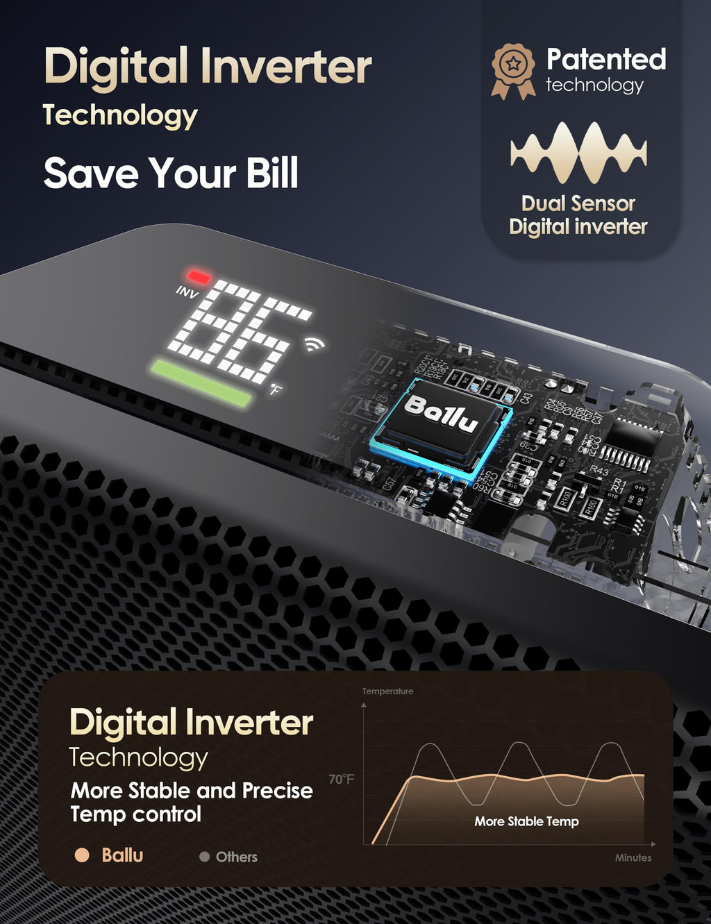 Ballu Mica Infrared Panel Space Heater for Large Room