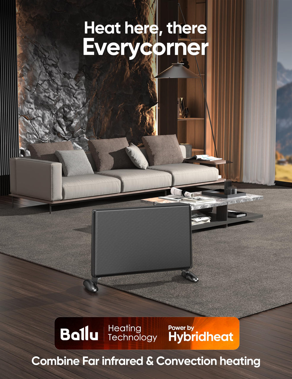 Ballu Mica Infrared Panel Space Heater for Large Room