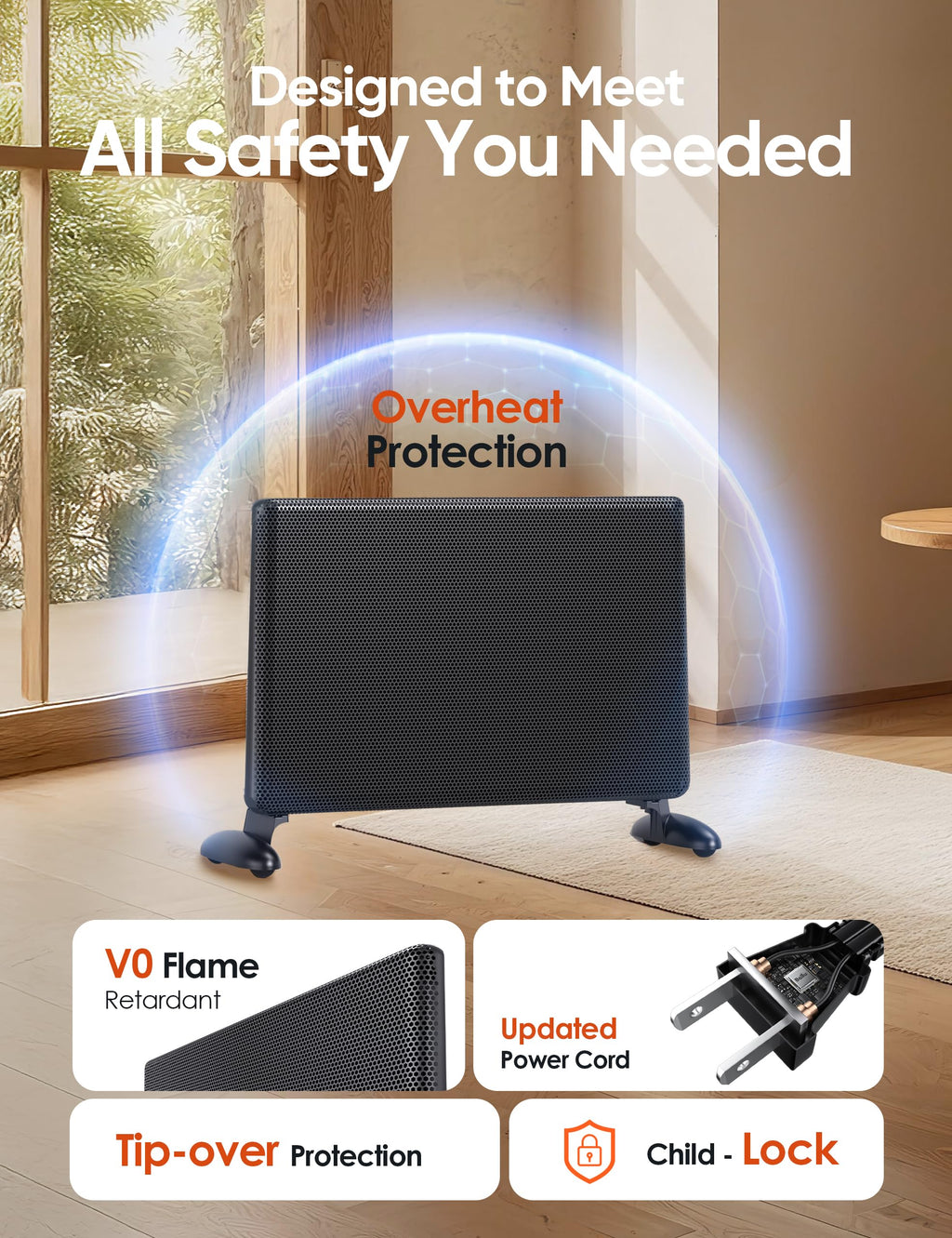 Ballu Mica Infrared Panel Space Heater for Large Room