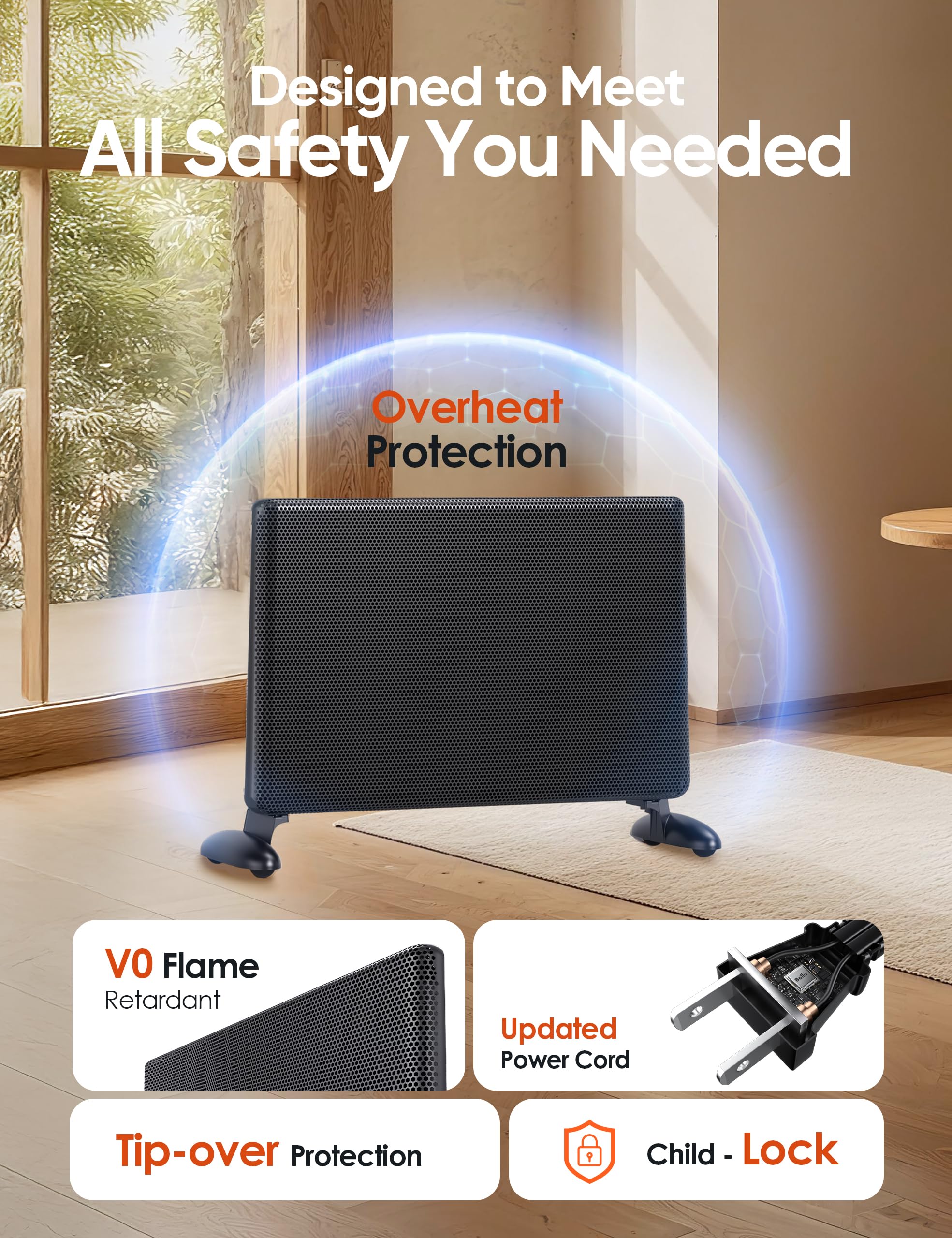 Ballu Mica Infrared Panel Space Heater for Large Room