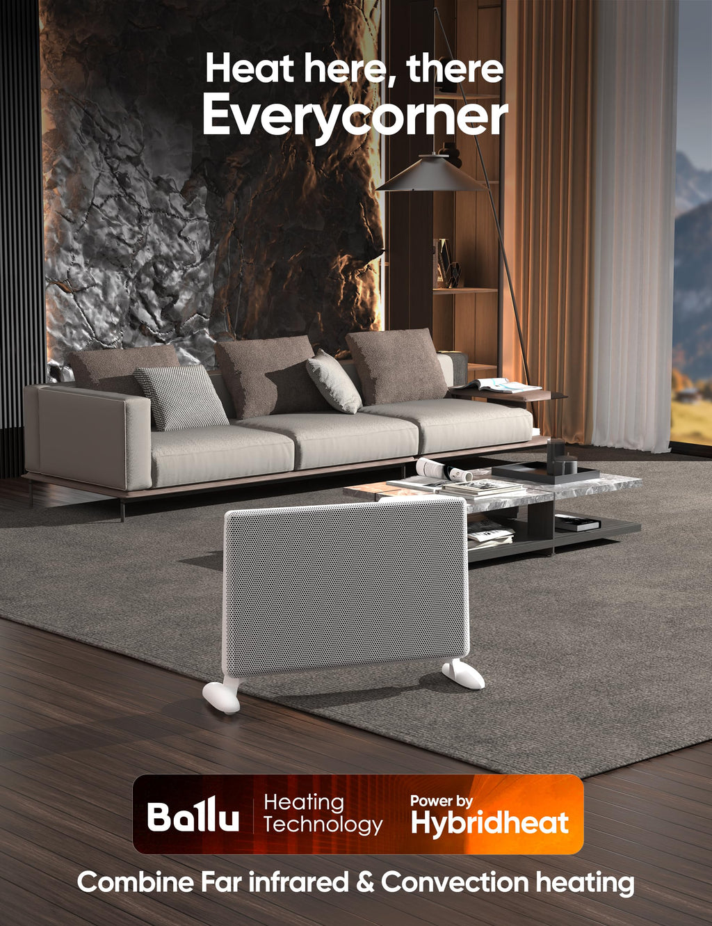 Ballu Mica Infrared Panel Space Heater for Large Room