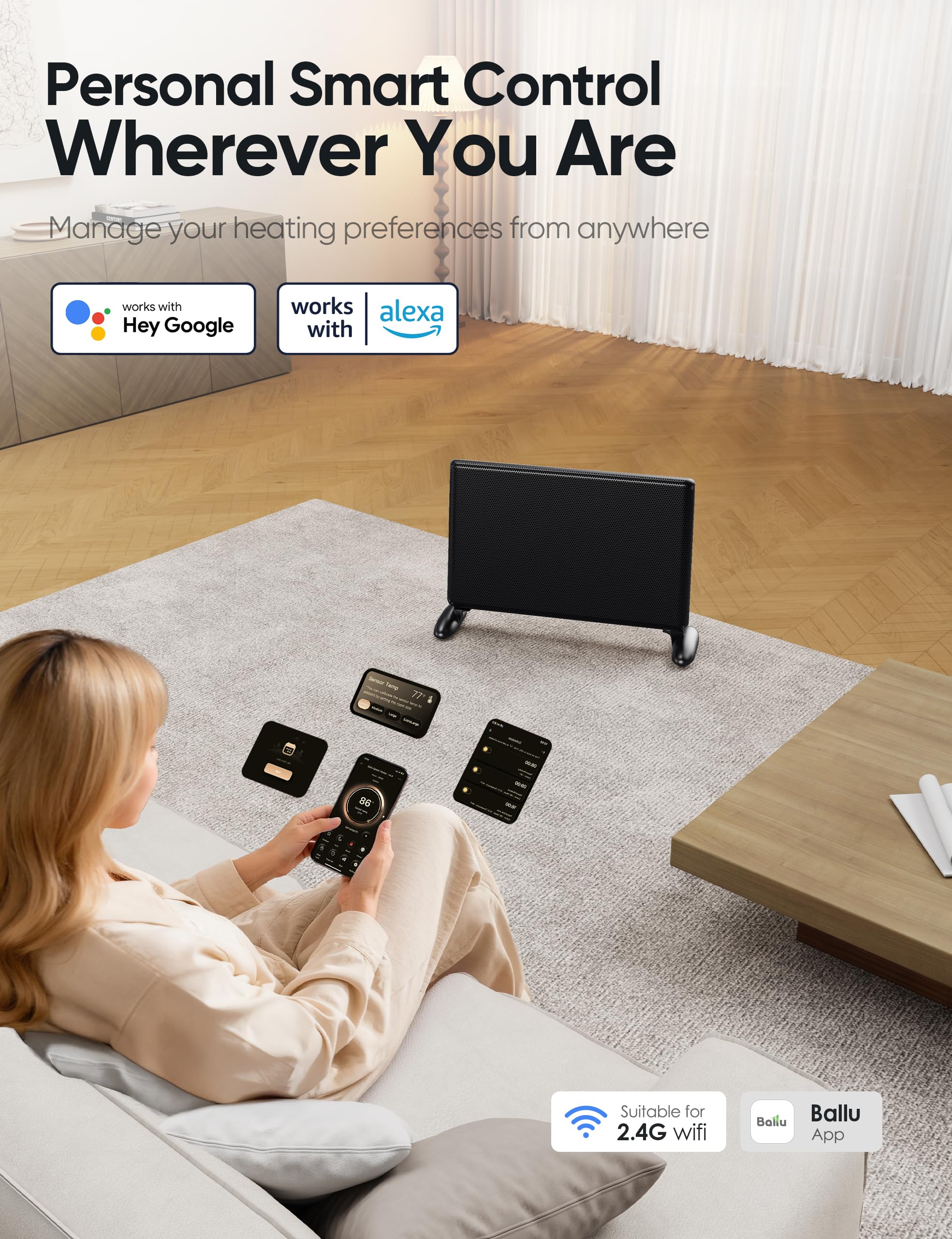 Ballu Mica Infrared Panel Space Heater for Large Room