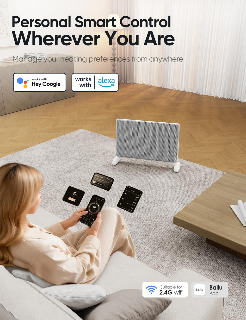 Ballu Mica Infrared Panel Space Heater for Large Room